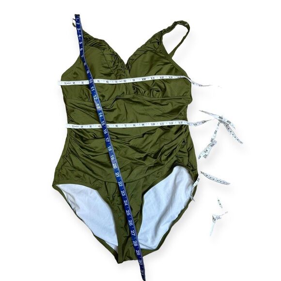 HILOR Women's Green Braided Twist Tummy Control One Piece Swimsuit Size 16 - Picture 5 of 5